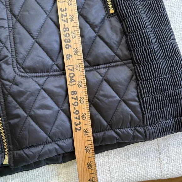 Nine West Black Diamond Quilted Puffer Jacket Belted Hooded Coat Large Chic - Picture 11 of 11